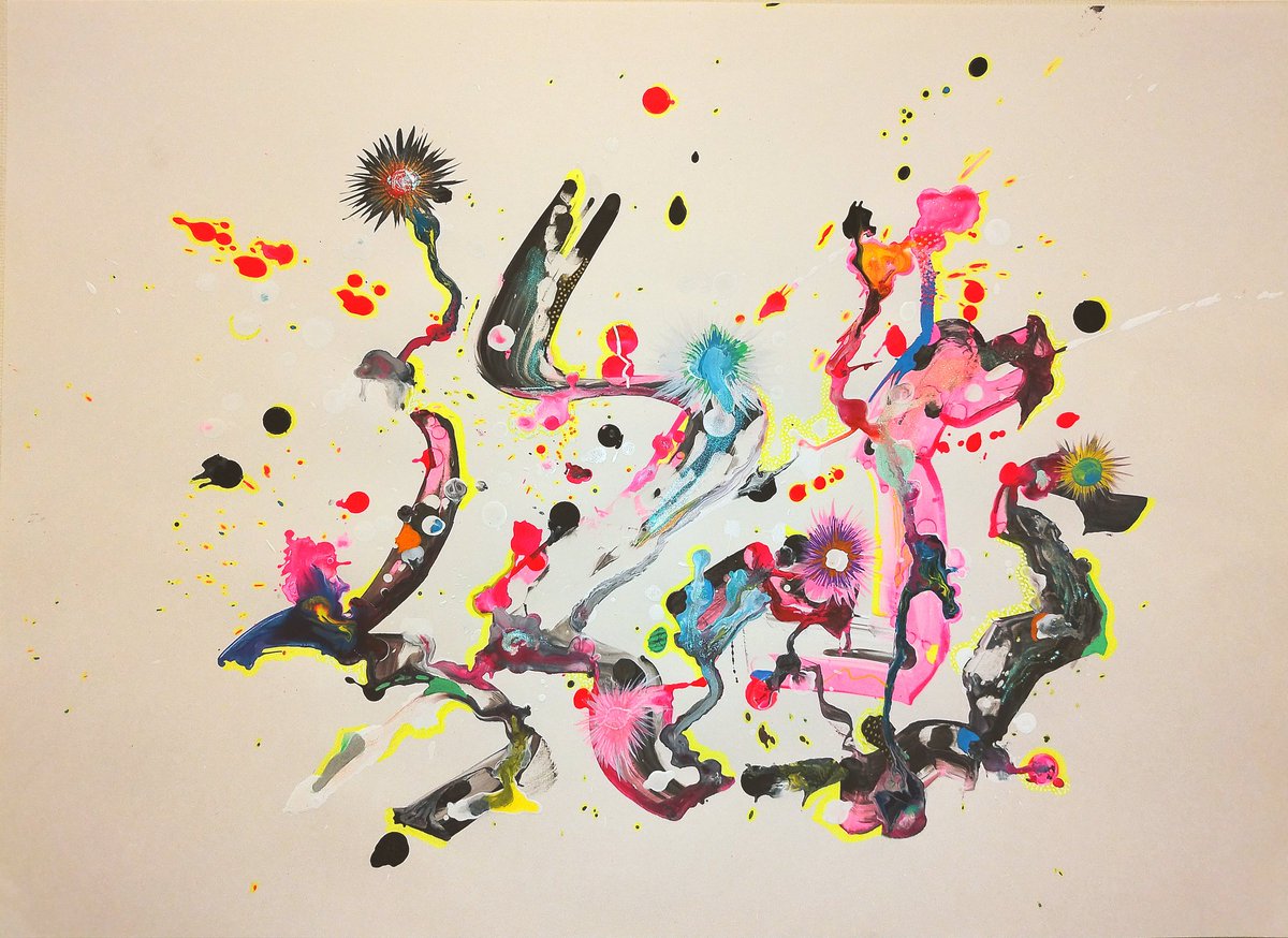 obktc's tweet photo. 2022.06.18
"tranquillity"
acrylic ink + POSCA pen on paper
44×62.5cm
#drawing #obktc #おばけたち
https://t.co/NWkYJdQvaI https://t.co/IyUcOgWWPH