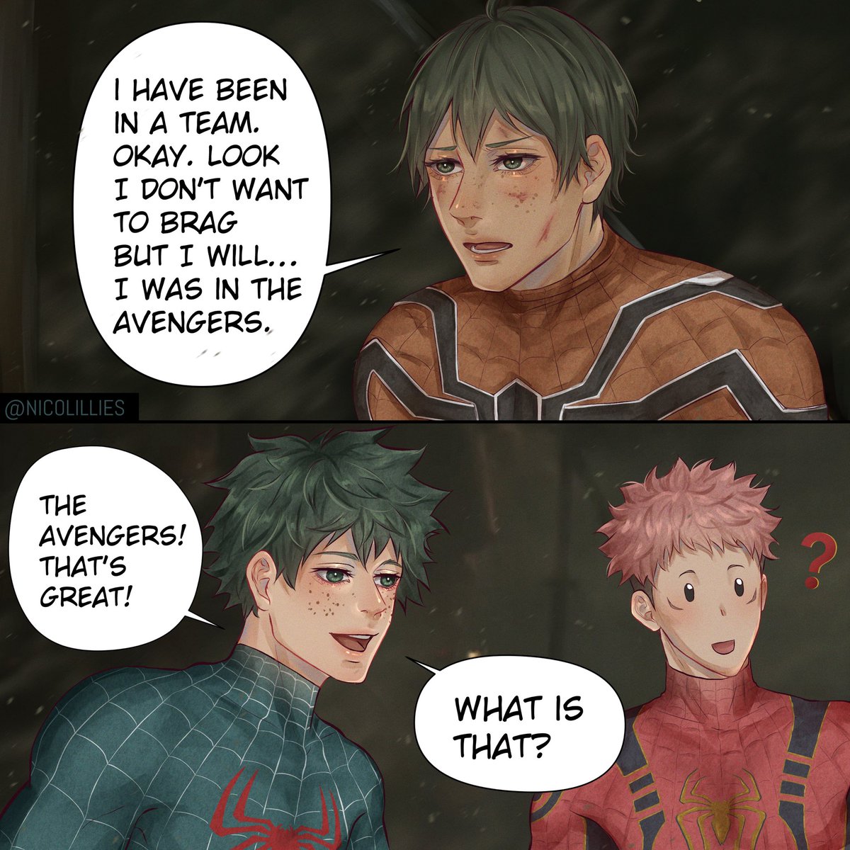 Spider-man Yamaguchi - No Way Home AU
#haikyuu #mha #jujutsukaisen