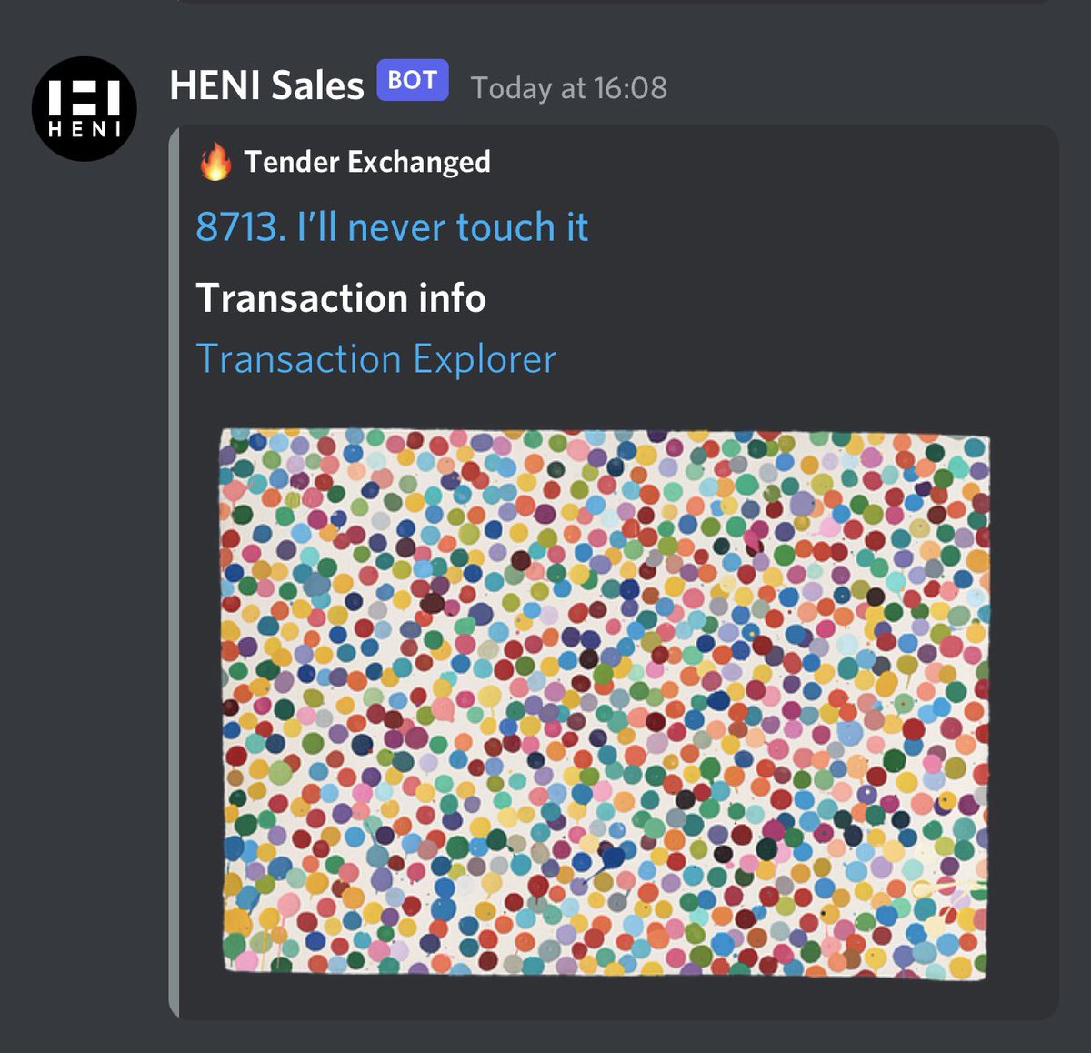 Andrew_Mitchell's tweet image. Today, 11 months after minting, I burnt this NFT. I feel both distraught and delighted, but mainly delighted - I’ve got an original @hirst_official #TheCurrency painting FFS. Obviously I’ve got another to keep as an NFT. No way am I missing out on the next five years of @HENI fun
