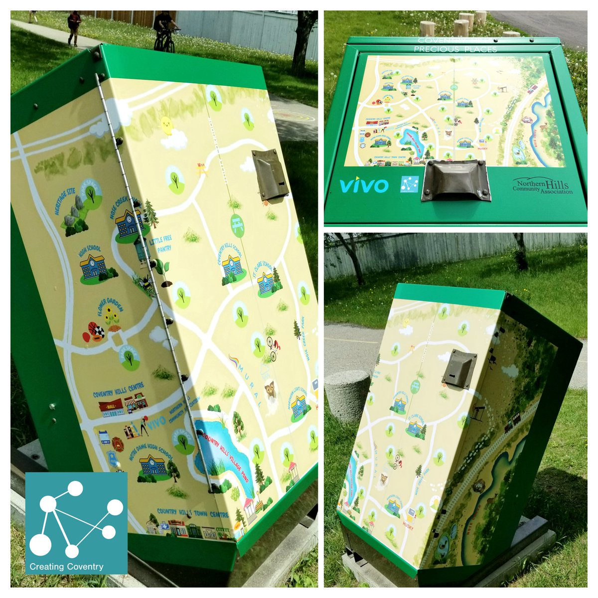 CreatingCovYYC's tweet image. Happy #YYCNeighbourDay! 
Fortunate timing that our first Coventry Hills Precious Places map wrap has just been installed 🥰
Check it out at the (in progress) Coventry Games Park off Coventry Green NE and discover some unique places in our neighbourhood. 
#CommunityByCommunity