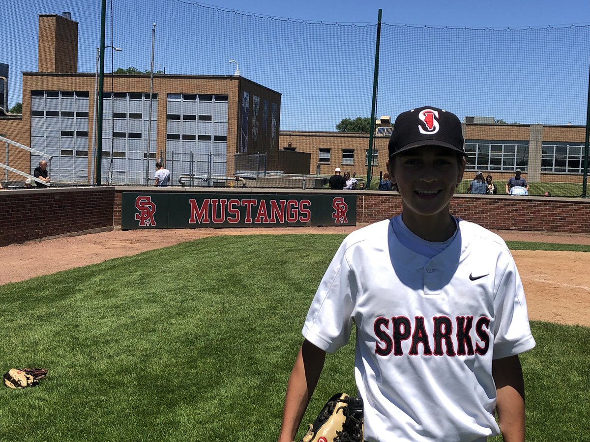 SparksNorth26's tweet image. Colton Woodring with a complete game 2-1 victory in Game 1 of DH @StRitaBaseball. 7K’s. 1BB, 2H’s. Jack Hansmann with game winning RBI in top of 7th. @PastimeBaseball Northwestern Tournament of Champions. #gonorth