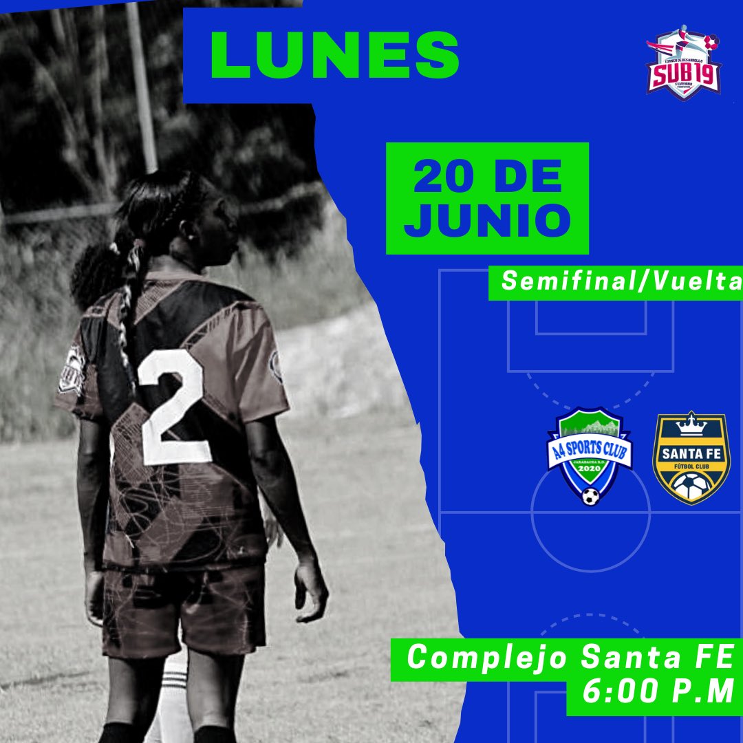 A4SportsClub's tweet photo. SEMIFINAL/VUELTA 
-
Este Lunes nuestras chicas salen a darlo todo fuera de casa! Esperamos verlos a todos el Lunes en el Complejo Santa Fe!
-
🚫Santa Fé
🗓Lunes 20, Junio
⌚️6:00pm
🖥 Instagram Livestream https://t.co/zXnrSTeN5u