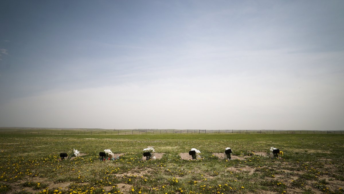 cbcnewsbc's tweet photo. WARNING: This story contains distressing details.⁠

The Rosebud Sioux Tribe in South Dakota brought home the remains of nine children lost at boarding schools. 

The tribe’s experience could offer lessons for Indigenous communities in Canada. https://t.co/EzIurJ1kcq