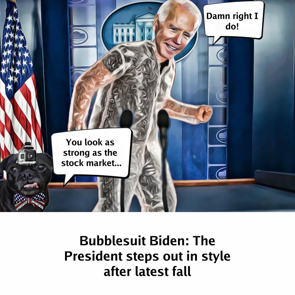 thefreedompug's tweet photo. Biden’s latest fall off his bicycle prompted suit makers to alter his traditional outfit to become more tumble-resistant.

#biden #trump #politics #uspolitics #meme #satire #democrats #republicans #potus #bidenmemes #trumpmemes #fashion #bidenfalls #bike #pug #FathersDay https://t.co/wHdhkF4u6i