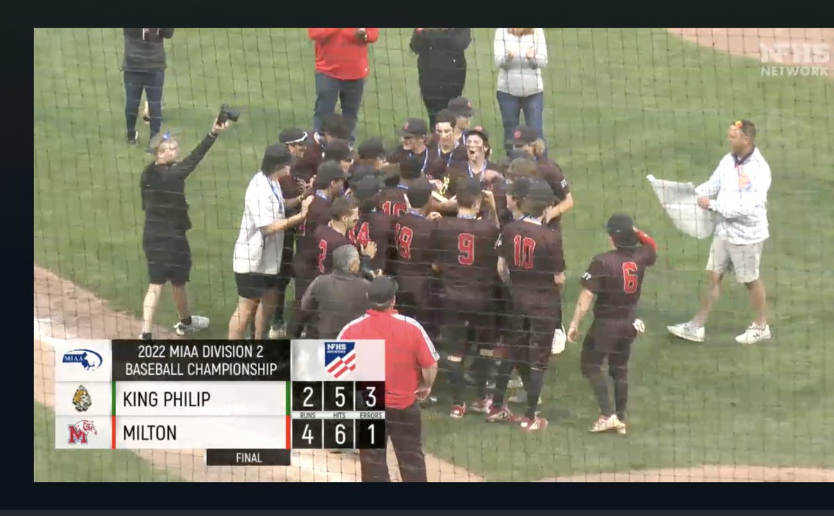 Milton won the D2 state championship against King Philip in Worcester. The rain began just as the game ended.