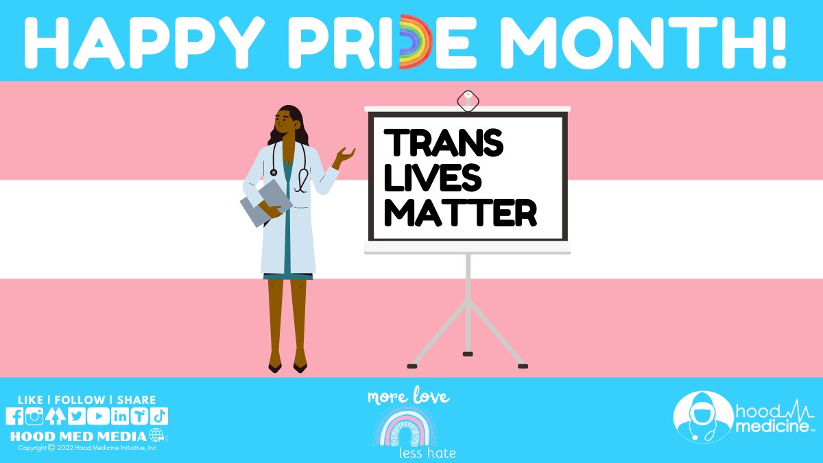 hood_medicine's tweet image. Happy #PrideMonth! Trans patients are affected by huge health disparities, and often face discriminatory treatment when seeking routine healthcare.

If you're a physician who carries your biases into the exam room, check yourself. 

#CompassionInMedicine
 #PhysicianHealThyself🩺