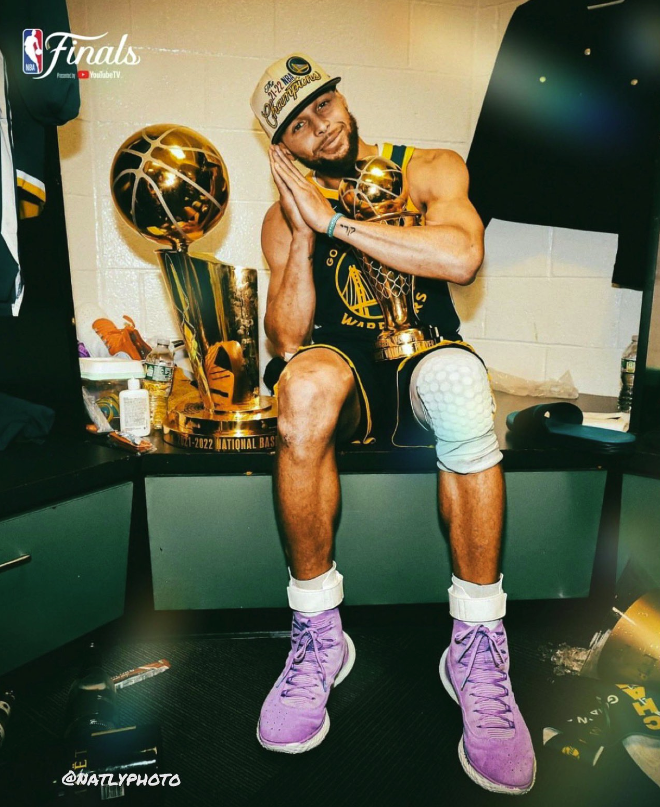 SoleSavy's tweet photo. Did you know @StephenCurry30 went undefeated in the '22 #NBAFinals rocking his Purple Curry 4s? https://t.co/g23ArfSheK