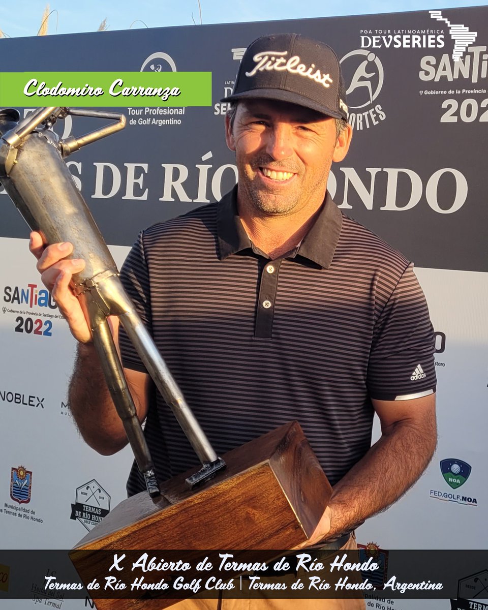 Tercera victoria para <a href="/miritocarranza/">Clodomiro Carranza</a> 🇦🇷 en el Abierto de Termas de Rio Hondo. 

Una ronda final de 74 lo llevó a completar un score de 8-bajo par para superar por dos golpes a su compatriota @orestefocaccia.

El evento hizo parte de la #DevSeries.