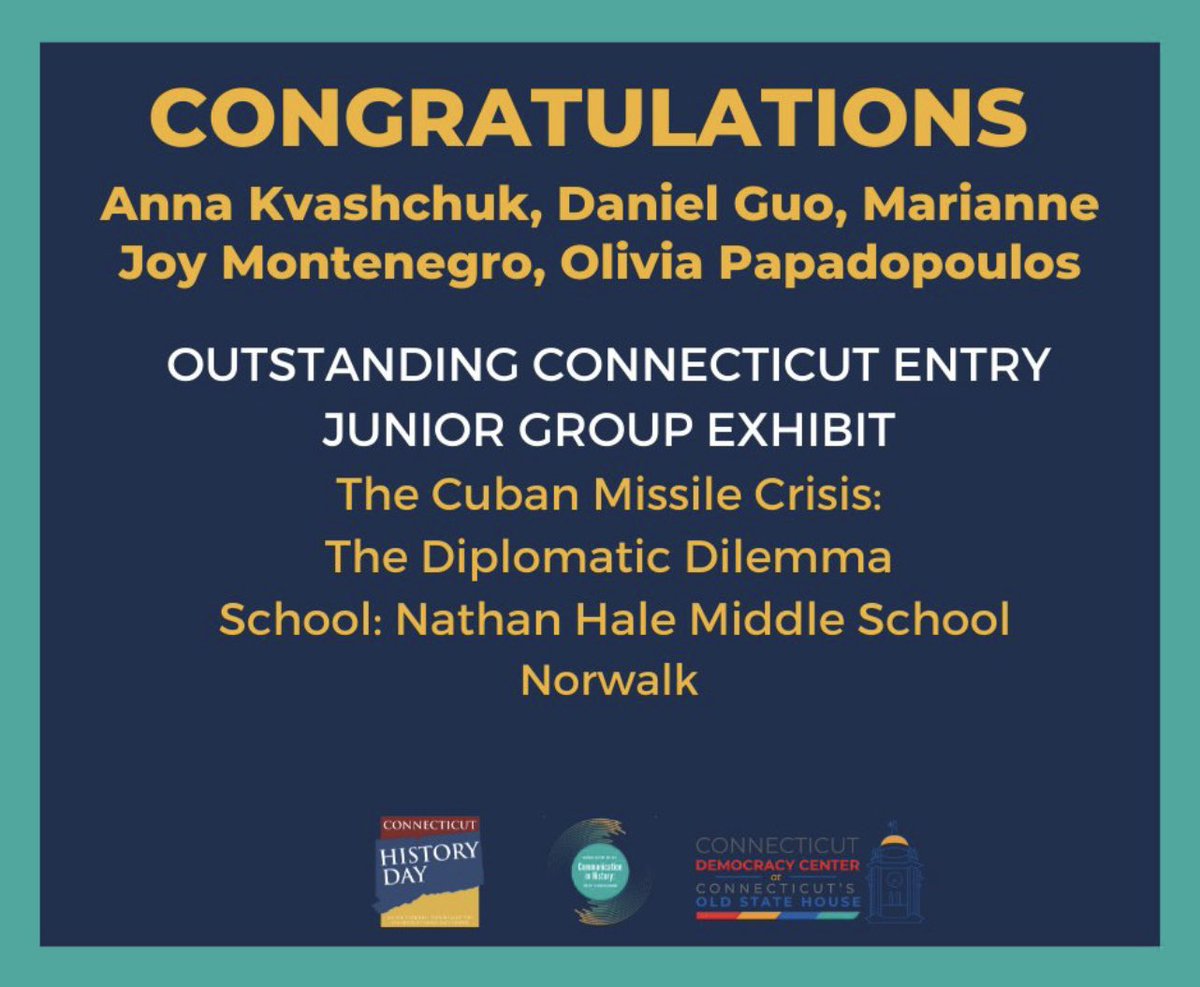 Gifted and Talented-Norwalk Public Schools (@npsgifted) on Twitter photo Congratulations to our students from Nathan Hale for receiving the Outstanding Connecticut Entry Junior Group Exhibit at National History Day! We are so proud of you! <a href="/NationalHistory/">National History Day</a> <a href="/CTHistoryDay/">CT History Day</a> <a href="/aestrel3/">Dr. Alexandra Estrella</a> <a href="/NorwalkPS/">NorwalkPublicSchools</a> <a href="/robpennington9/">Robert Pennington</a> #history #NHD2022 Congratulations to our students from Nathan Hale for receiving the Outstanding Connecticut Entry Junior Group Exhibit at National History Day! We are so proud of you! <a href="/NationalHistory/">National History Day</a> <a href="/CTHistoryDay/">CT History Day</a> <a href="/aestrel3/">Dr. Alexandra Estrella</a> <a href="/NorwalkPS/">NorwalkPublicSchools</a> <a href="/robpennington9/">Robert Pennington</a> #history #NHD2022