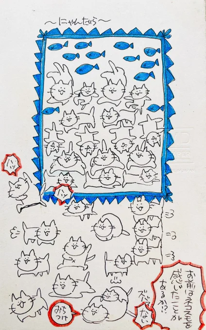 メモ帳を賑やかにしたくて表紙の表と裏に描いてた猫 
