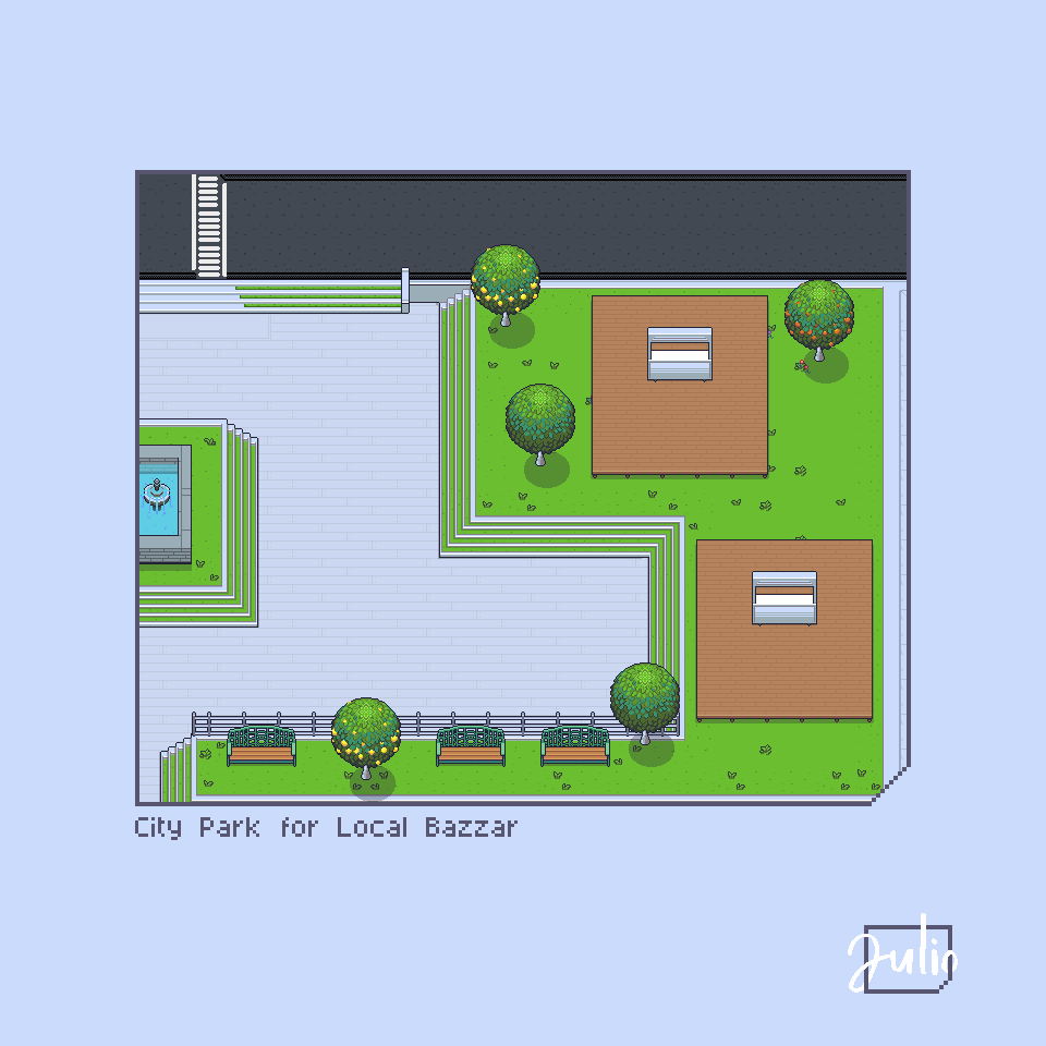 pixelwithjulio's tweet photo. City Park for Local Store Bazaar. The white wood floor look so plain. Do you have any recommendation?
#pixelart #pixelartist #buildingpixel https://t.co/Lg8mzrN4Cq