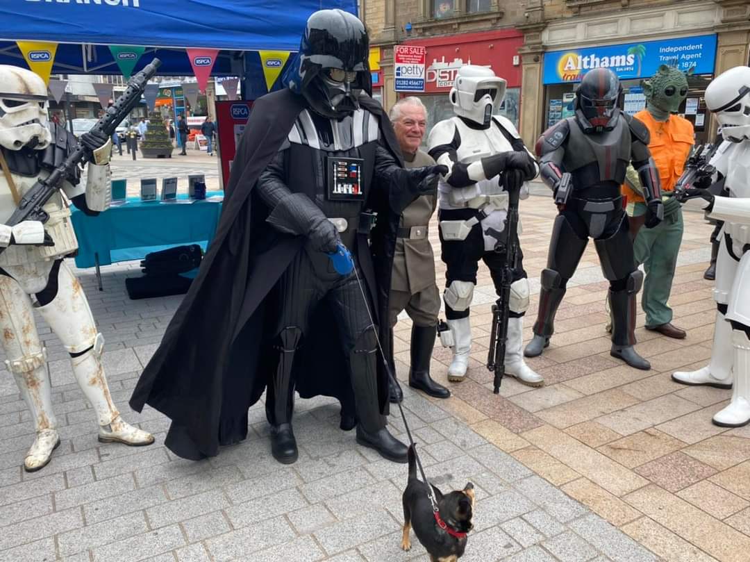 RSPCAlancseast's tweet photo. Has Darth Vader met his match with foster dog Gismo? #onefunday @RSPCA_official @5thLegionUK https://t.co/7jO1xMIMDW