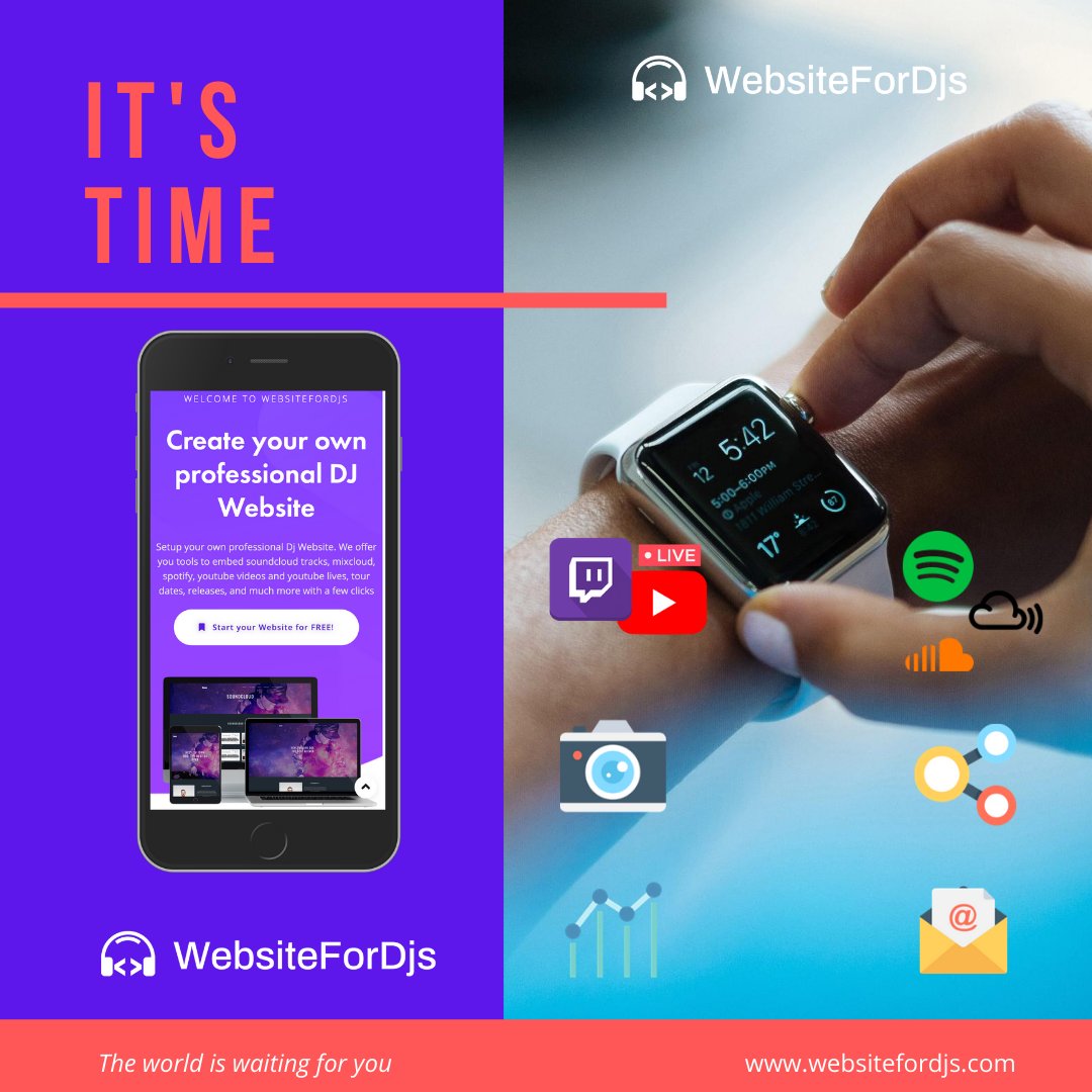 It’s time! ⌚️
Calling ALL Djs and Music producers. 📣
Save hundreds of hours by building a professional DJ website on our platform. You need this!🎧
#WebsiteForDjs #DJs #MusicProducers #BuildaWebsite 

websitefordjs.com
