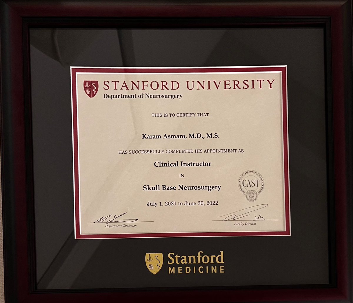 What a year it’s been! Couldn’t imagine a better experience to cap all those years of school and training. #skullbase #Neurosurgery #Fellowship @StanfordNsurg w/ @drjfm_stanford #patientcentred #complexity & #innovation