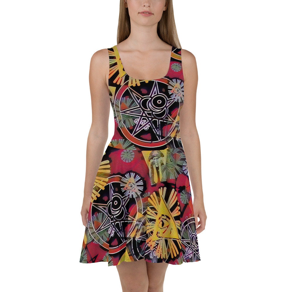 BrimstoneApp's tweet photo. Excited to share the latest addition to my #etsy shop: Crowley Rainbow Skater Dress https://t.co/3LdOlrndo1 #red #abstract #bohohippie #sleeveless #plunge #aline #no #skatercircle #abovetheknee https://t.co/uVJz0GZDU7