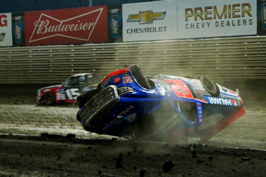 CarSDS2078's tweet photo. Kyle Rivas of Getty Images captured some incredible images of Jessica Friesen's flip in progress. #CleanHarbors150 #NASCAR https://t.co/itBwE3pBt4