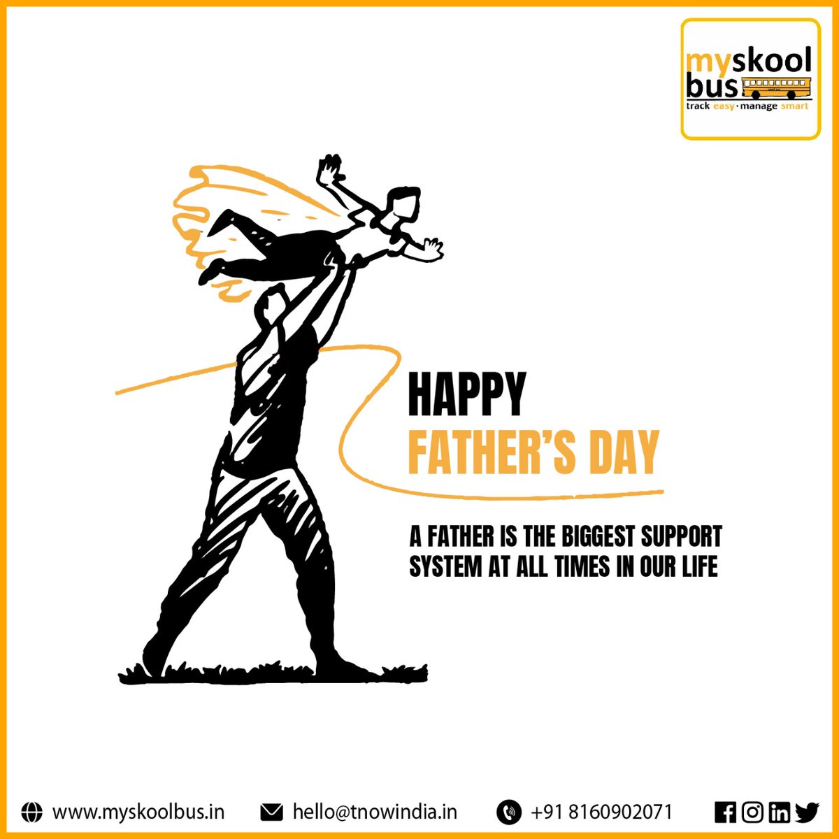 myskoolbus's tweet image. A FATHER IS THE BIGGEST SUPPORT SYSTEM AT ALL TIMES IN OUR LIFE

HAPPY FATHER&apos;S DAY 
RGDS : TEAM @myskoolbus  

👉 myskoolbus 👈 : 
👉 ☎️ myskoolbus.in  

#HappyFathersDay #happyfathersday2022  #FleetTrackingManagement #fleetmanagement #mobility 
#schoolbus