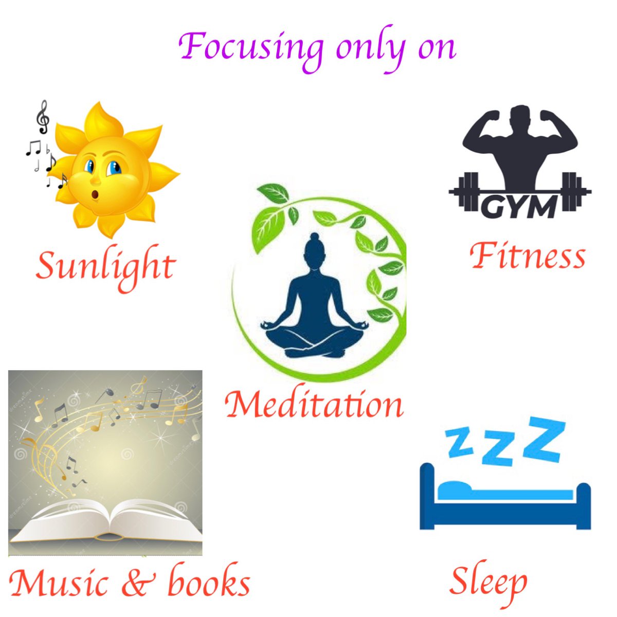 balvin00's tweet photo. I have prioritised my focus area for next six months and will review it again on 2023. Focusing on 
1. Sunlight (30 minutes daily)
2. Fitness (4-5 times/week)
3. Music &amp; Books (1 book/month)
4.Mediation ( 30 minutes daily)
5. Sleep (7-8 hours) 

😊 #wellness #change https://t.co/RRx6RPZq8H