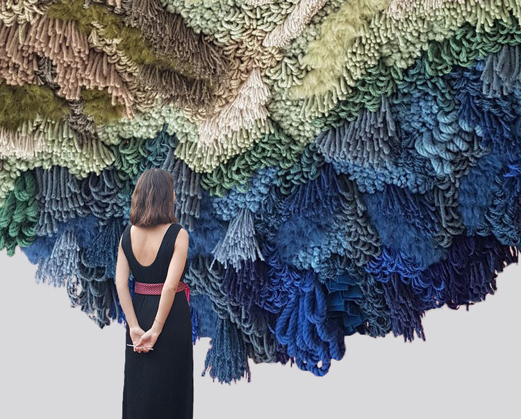 Vanessa Barragão, contemporary Portuguese textile artist known for large-scale hangings inspired by ecosystems including coral reefs using upcycled waste materials from the textile industry #WomensArt