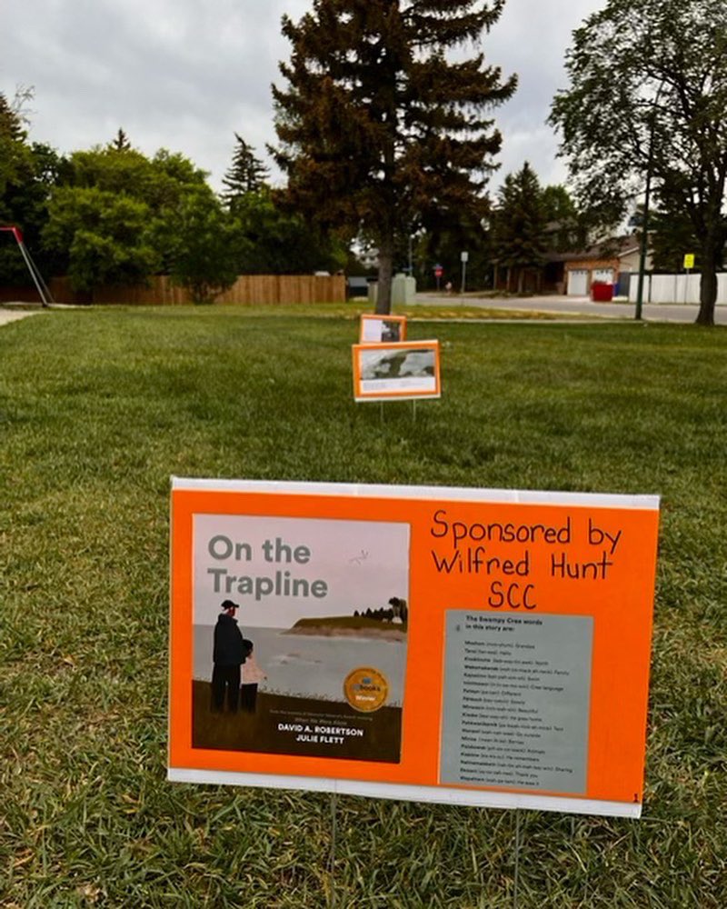 wilfred_hunt_sk's tweet photo. Wilfred Hunt School’s Story Walk for Indigneous History Month and National Indigenous Peoples’ Day. So excited to blend outdoor learning on Treaty 4 land, literacy, community engagement and this wonderful book by David A Robertson-On the Trapline.  Come check it out June 20-24 https://t.co/aIPPu9F0Hx