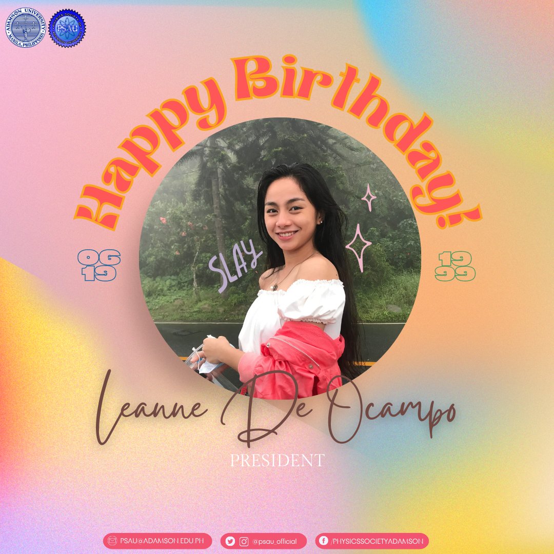 PSAU_Official's tweet photo. A very happy birthday to our hard-working, passionate, and gorgeous President, Leanne De Ocampo!

Physics Society of Adamson University wishes genuine happiness and love for you and everyone around you. May you celebrate your special day with endless blessings and joy. https://t.co/KQ2XYqQ2AI