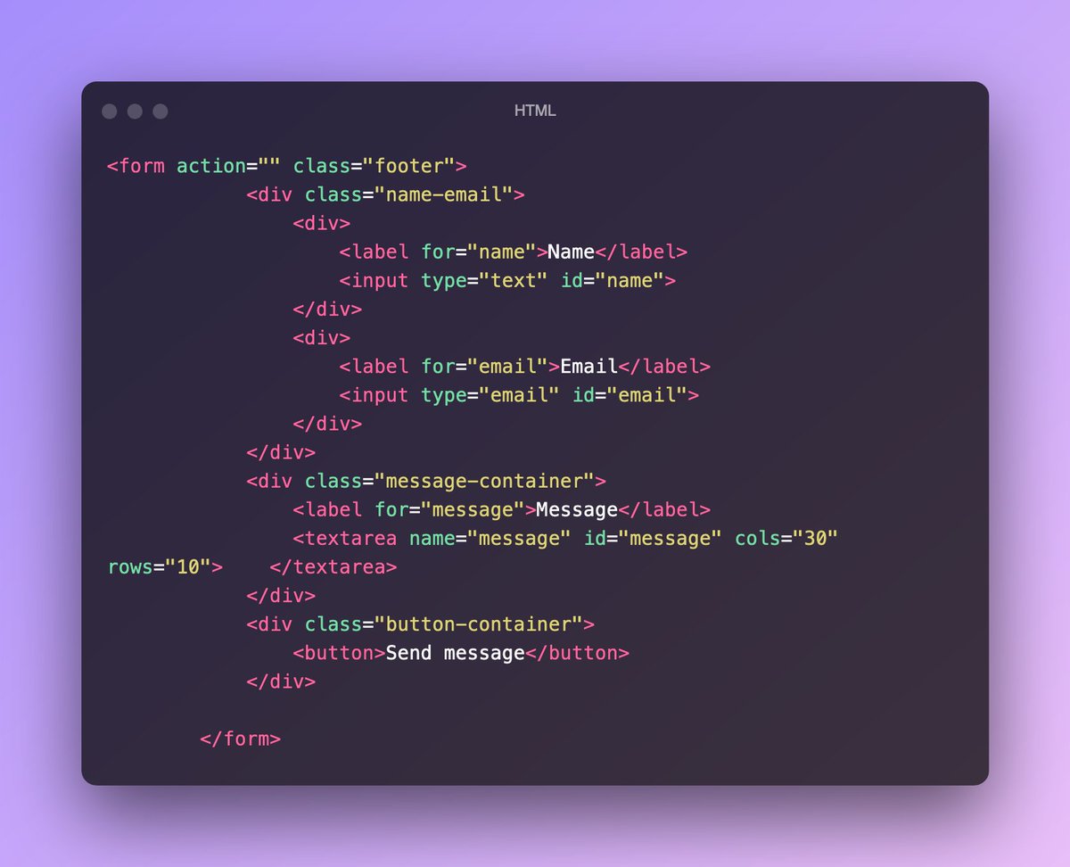 Let's design a contact form using HTML and CSS. A Thread 🧵 https://t.co ...