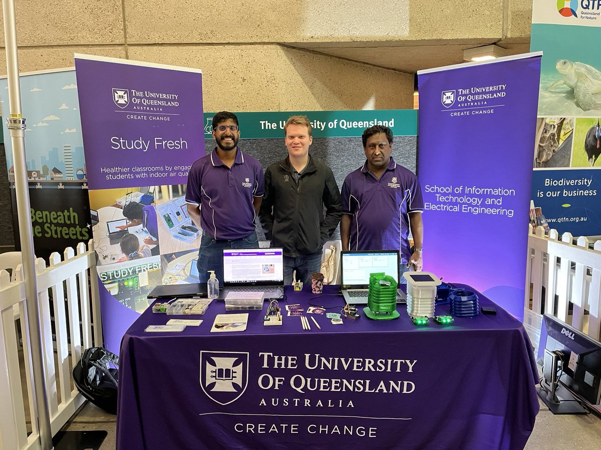 Robomum's tweet photo. Good air quality and lots of people at the #sustainabilityandscienceshowcase today😃☀️#sciencebne #StudyFresh @UQSchoolITEE @HugePossum https://t.co/a9TqJeY8GJ