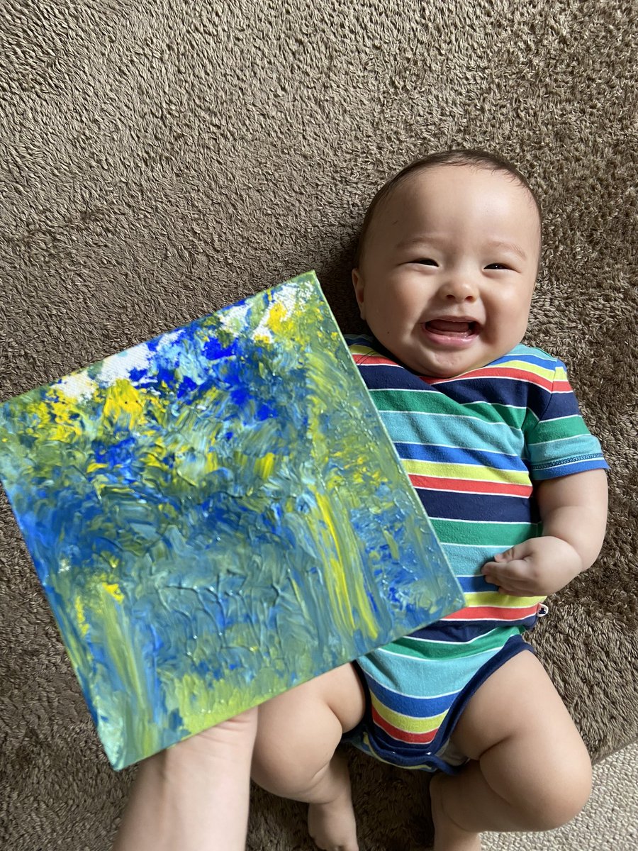 息子が産まれて初めて手がけたアート。 ジップロックに入ったアクリル