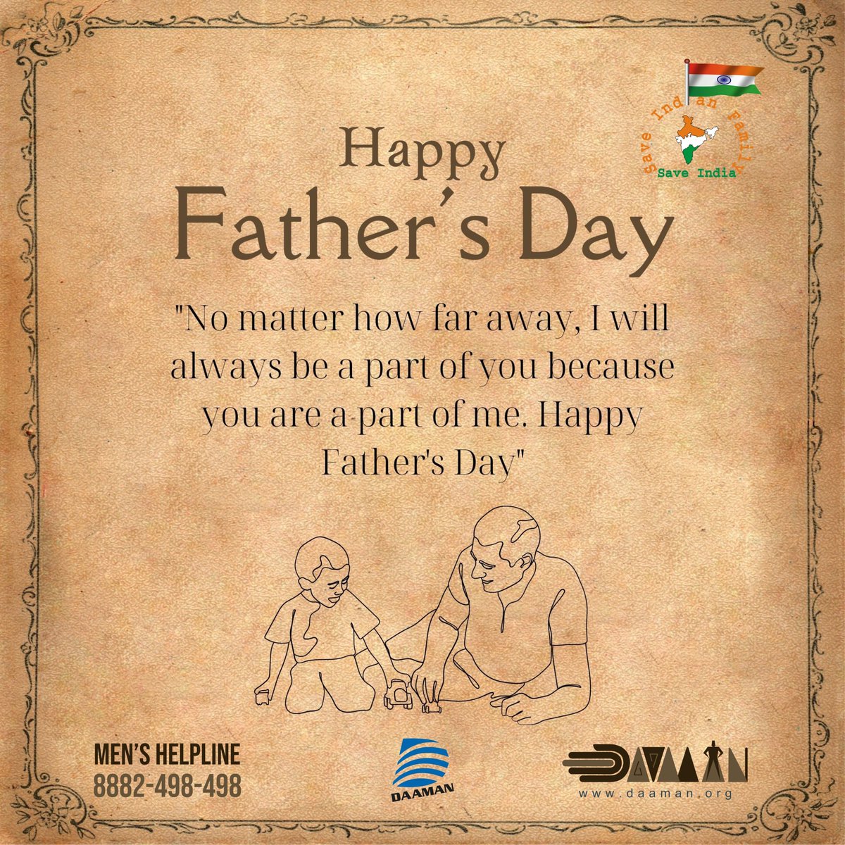 One who gives birth, one who initiates, one who imparts knowledge, one who provides food and protects from fear – it's only a father who does all these five. Daaman wishes you a very Happy Father’s Day! #HappyFathersDay #FathersDay2022