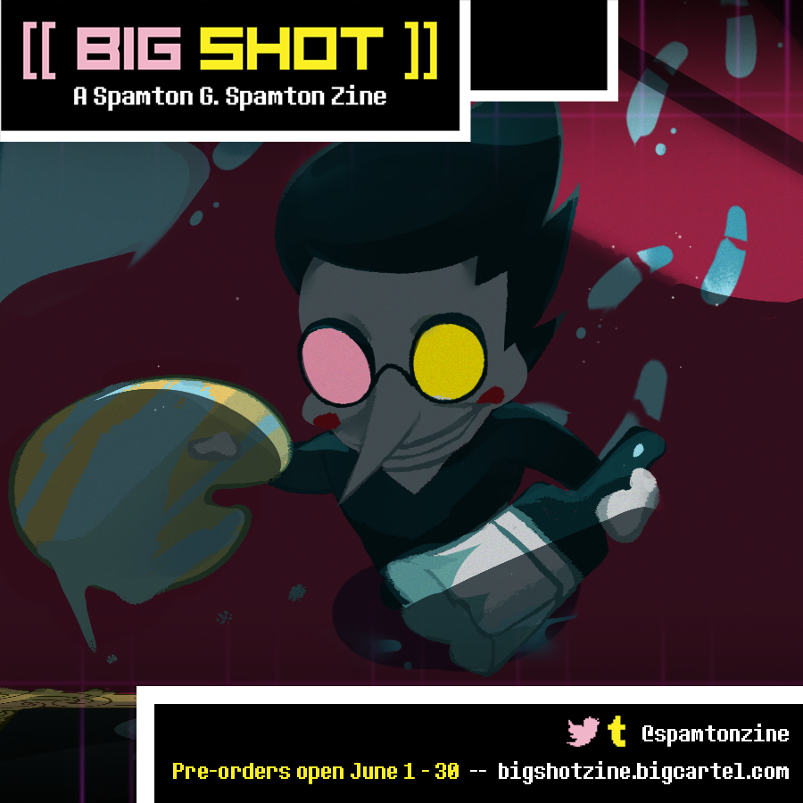 sneak peek at my [[specil]] piece for the <a href="/spamtonzine/">BIG SHOT: A Spamton Zine @ READ PINNED</a>🎨✨ pre-order at bigshotzine.bigcartel.com