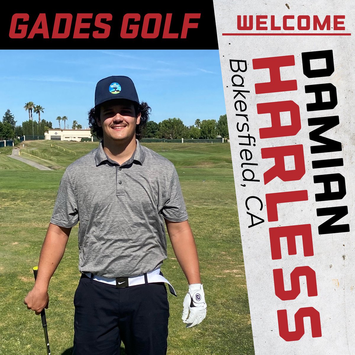GadesGolf's tweet photo. Welcome Damian Harless to the #GadesGolf Family. 

Damian is a Bakersfield native who’s motivated to bring a conference and state title Bakersfield and to continue his education in Psychology. 

Welcome to the family Damian! 

#GoGades🔴⚔️ #2022Class #ClaimIt #WhyNotUs https://t.co/GkIDS2uWRk