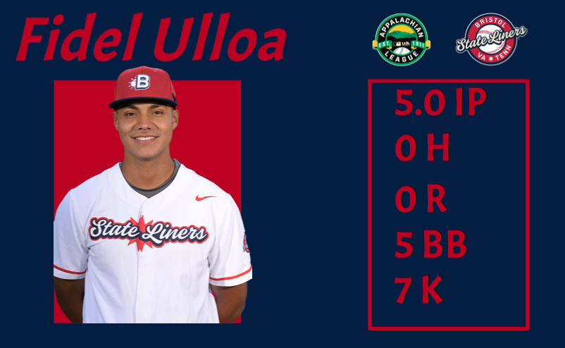 Fidel Ulloa (<a href="/SJDCBaseball/">San Joaquin Delta College Baseball</a>) did not allow a hit in 5 innings tonight for <a href="/thestateliners/">Bristol State Liners</a>!