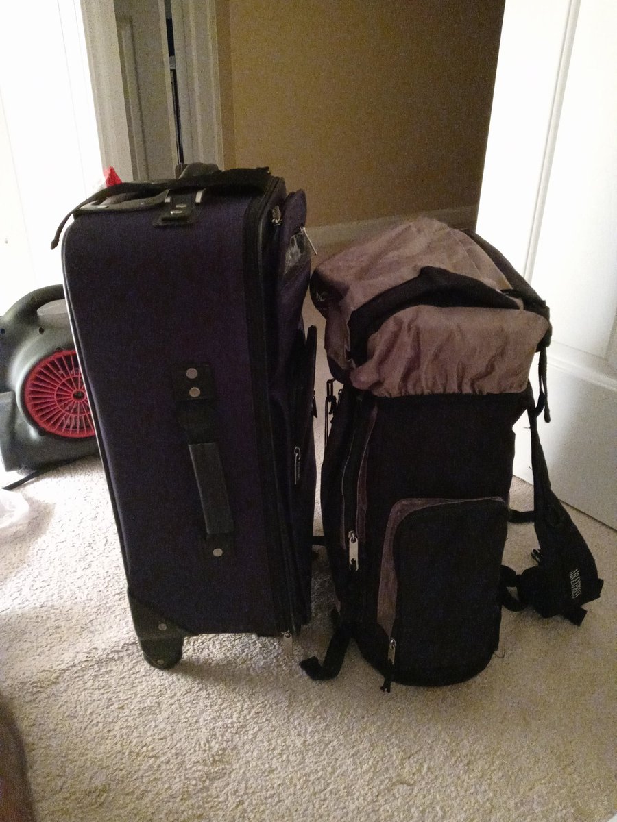 swolltown's tweet photo. @AmericanAir the bag on the left had to be stowed at the gate on my American Eagle flight.  Is the bag on the right also too large to carry on board an American Eagle and stick under the seat in front of me? https://t.co/QYcOX2XPzN