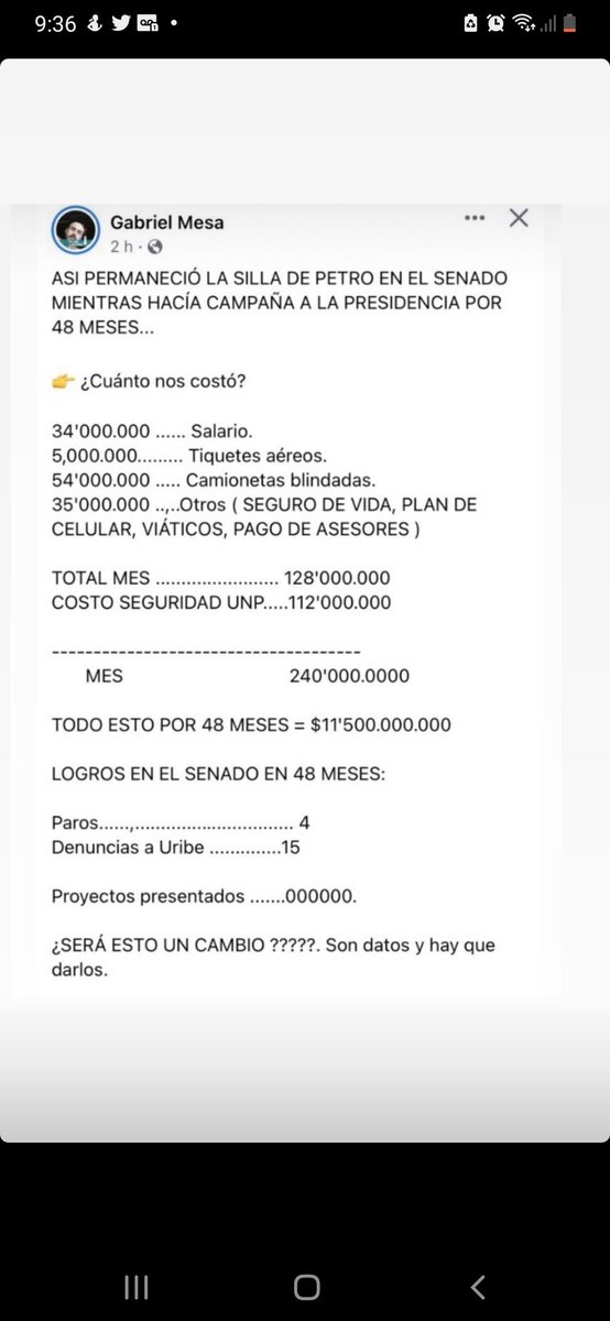 SebastianLopezV's tweet photo. Me encontré esto en la red... que tal el descaro #AntiPetrista #VamosColombia #Colombia https://t.co/7fvrY7F0eu