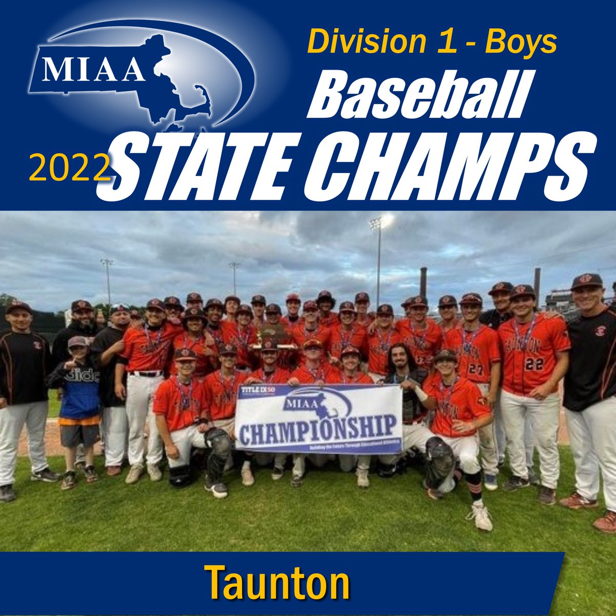 MIAA (@miaa033) on Twitter photo 🌟Congratulations to Taunton HS, your 2022 #MIAA D1 Baseball State Champions! A great game & a great season! Well done!!⚾️ #gameonMIAA #OneTeamOneMIAA <a href="/TauntonHS/">Taunton High School</a> <a href="/TauntonToGo/">The Taunton Gazette</a> 🌟Congratulations to Taunton HS, your 2022 #MIAA D1 Baseball State Champions! A great game & a great season! Well done!!⚾️ #gameonMIAA #OneTeamOneMIAA <a href="/TauntonHS/">Taunton High School</a> <a href="/TauntonToGo/">The Taunton Gazette</a>