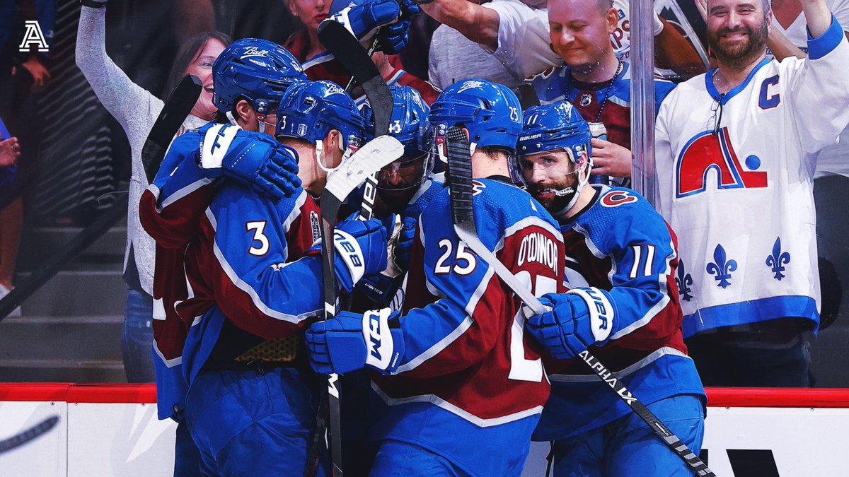 TheAthletic's tweet photo. The Avs have scored 4+ goals in 12 of their 16 playoff games:

◽️ Games 1, 2 and 4 vs. Nashville
◽️ Games 3-5 vs. St. Louis
◽️ Games 1-4 vs. Edmonton
◽️ Games 1-2 vs. Tampa Bay

The Colorado goal machine marches on with a 7-0 win in Game 2.

https://t.co/afTMqZ7eCj https://t.co/rzzD53gz3b