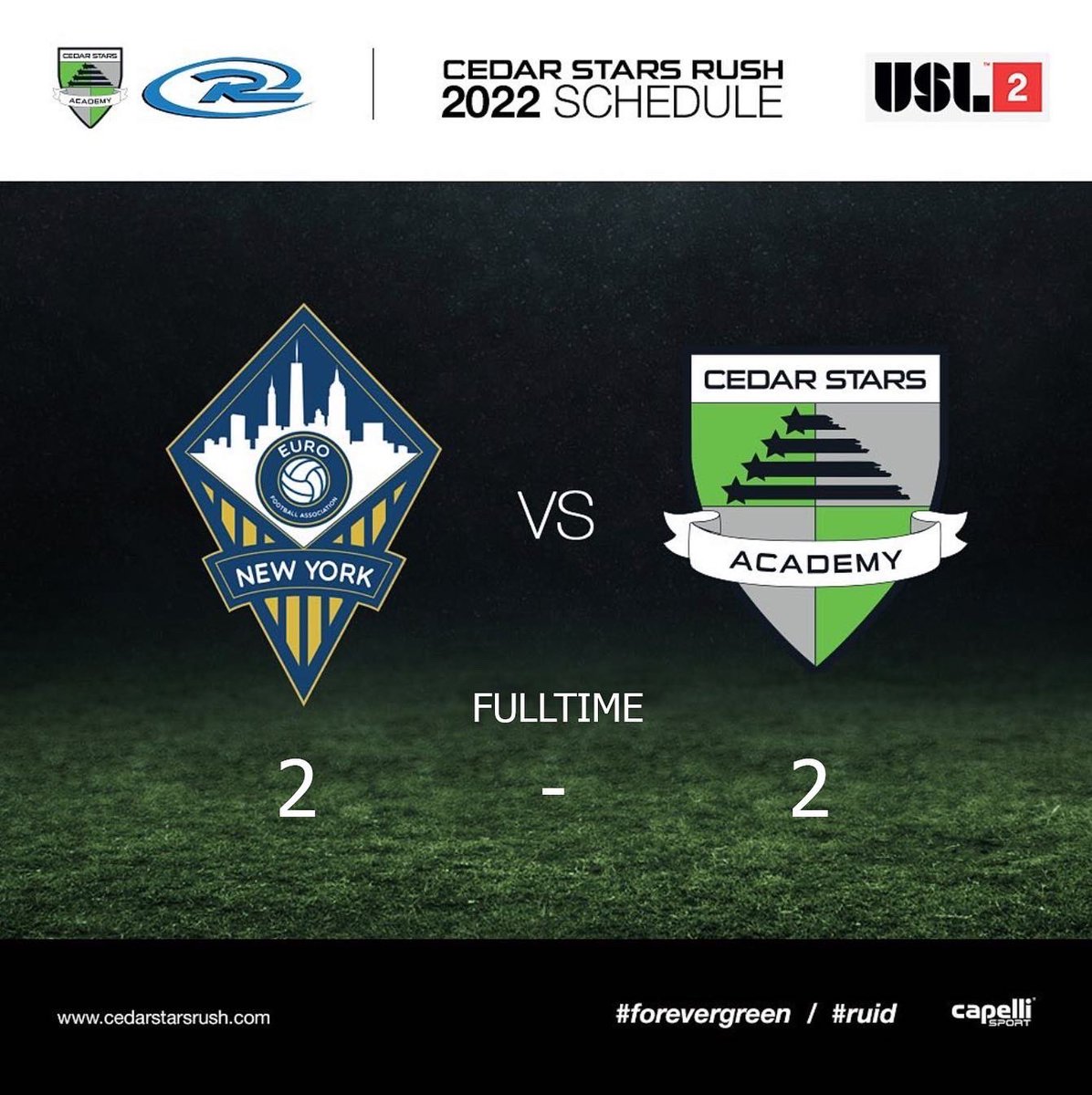 CedarStarsRush's tweet photo. Hectic match here in Brooklyn as the boys tie 2-2 against @fa_euro 
Goals coming from 
⚽️ @d_osei.tutu 
⚽️ @kalouks9 

#forevergreen #capellisport #cedarstarsacadamy #tusttheprocess #path2pro https://t.co/N7j4eUGwiP