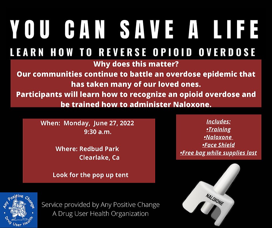fb.me/e/1UIsmDah7
#harmreduction #AnyPositiveChange #DrugUserHealth #naloxone #Overdose