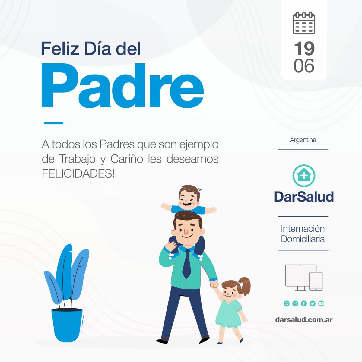 Desde Dar Salud les enviamos un afectuoso saludo a todos los padres que son ejemplo de trabajo y cariño.
¡Feliz Día!