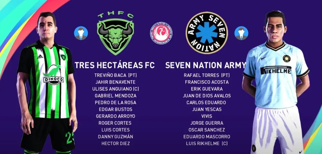 ¡Ya inicia el partido! Aquí la transmisión: youtube.com/watch?v=GmxZU_…

Alineación de <a href="/TresHectareasFC/">Tres Hectáreas FC</a> :

<a href="/arrobaarroyo/">Gerardo Arroyo</a>
<a href="/av_uli/">🐥ULISES ANGUIANO AVILA🐥</a>
<a href="/Cellfaction/">Puma Radio (Jive Bunny) </a>
<a href="/Gabocampeon5/">Gabriel Mendoza, A</a>
<a href="/INGAME_14/">INGAME14</a>
<a href="/jbx_vg/">Jahir Benavente</a>
<a href="/LuisCortesTamez/">Luis Cortés Tamez</a>
<a href="/motobaka/">Motobaka</a>
<a href="/Pedrodrg/">Pedro De La Rosa</a>
Edgar Bustos
Roger Cortes