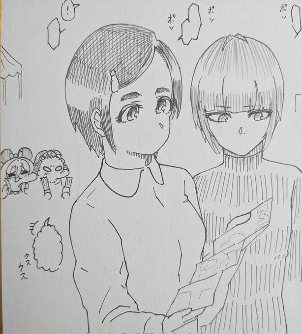 二人とも無意識の内に話し声が小さくなりがちなので普通に会話してても密談みたいになる松尾千鶴さんと白雪千夜さん。 