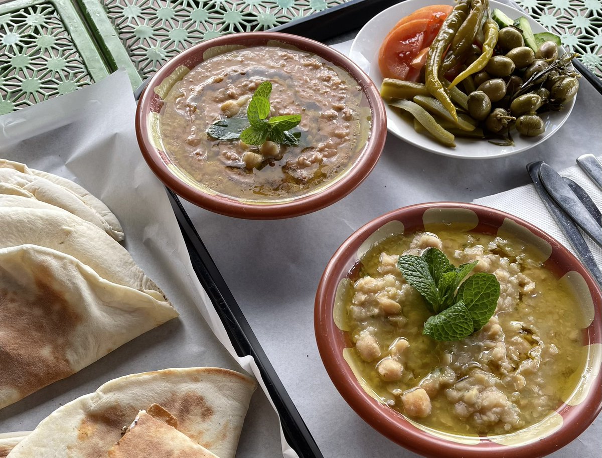 msediewyatt's tweet photo. Lebanese breakfast is close to godliness. #Ful #Zatar #Pickles #HommusBalila https://t.co/nZ1DjTdisK