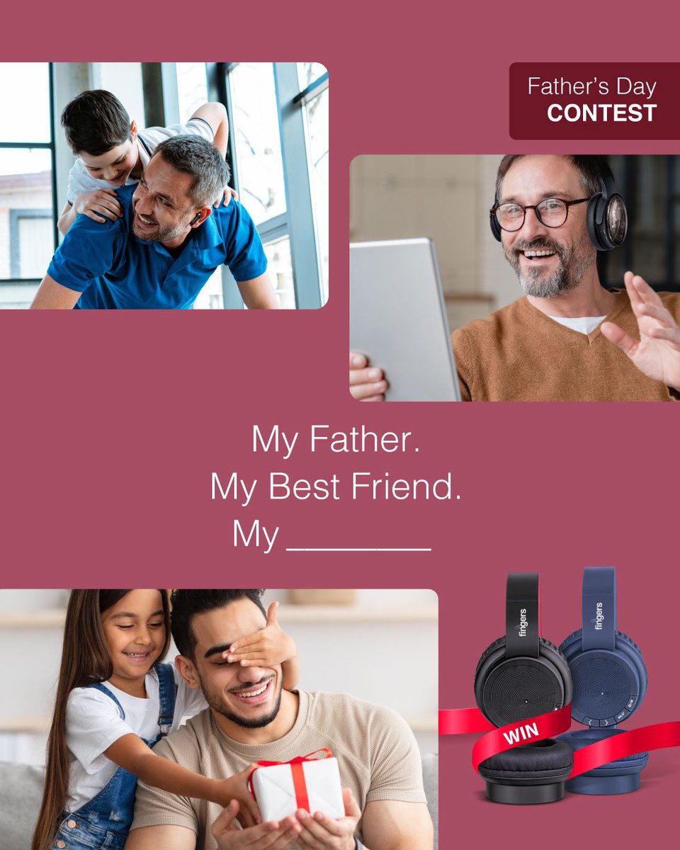 FingersIndia's tweet photo. 🎉#MyFirstHero #Contest🎉
This Father’s Day, gift rocking dad Rock-N-Roll H2 Headset!🎧
All you’ve to do:
- Follow @FINGERSIndia
- What does dad means to you by filling in the blank
- Tag 2 buddies & comment #MyFirstHero
3️⃣ winners | Ends tonight 19-Jun, midnight.
#Giveaway https://t.co/ij2vpTYXKJ