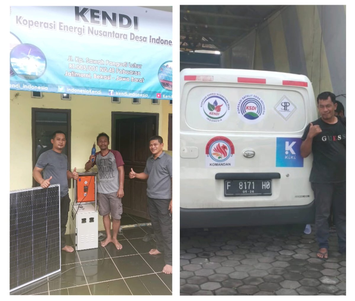 Hari ini KENDI (Koperasi Energi Nusantara Deaa Indonesia), salah 1 koperasi yg saya bina, sedang bekerja memasangkan panel2 surya di rumah petani &amp; nelayan di Bekasi, Sidoarjo &amp; Sumenep (Madura)