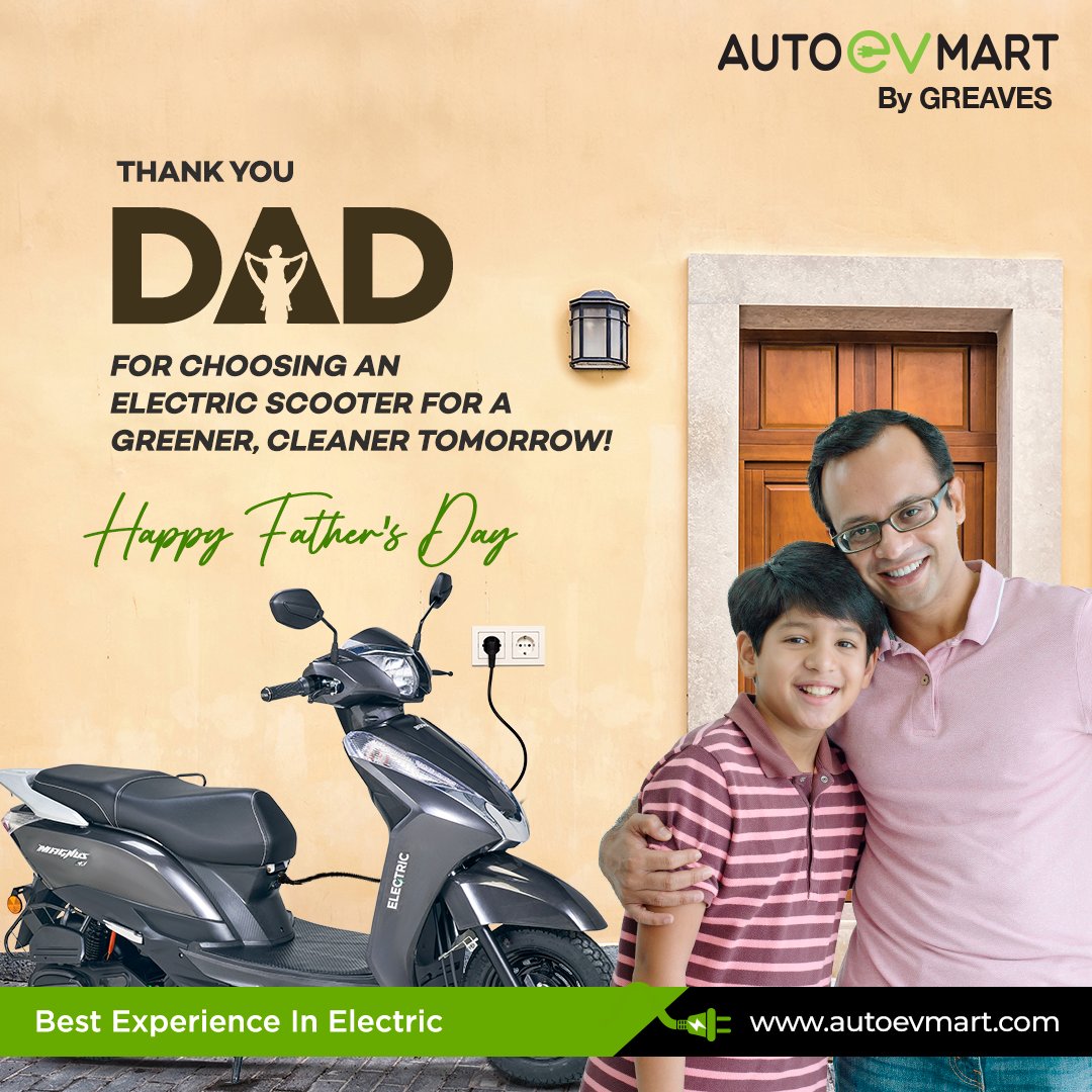 Let's take a moment to appreciate all the fathers who have switched to electric two-wheelers for the better future of their children. 

#AutoEVmart #ElectricVehicles #EVs #FathersDay #HappyFathersDay #FathersDay2022 #happyfathersday2022