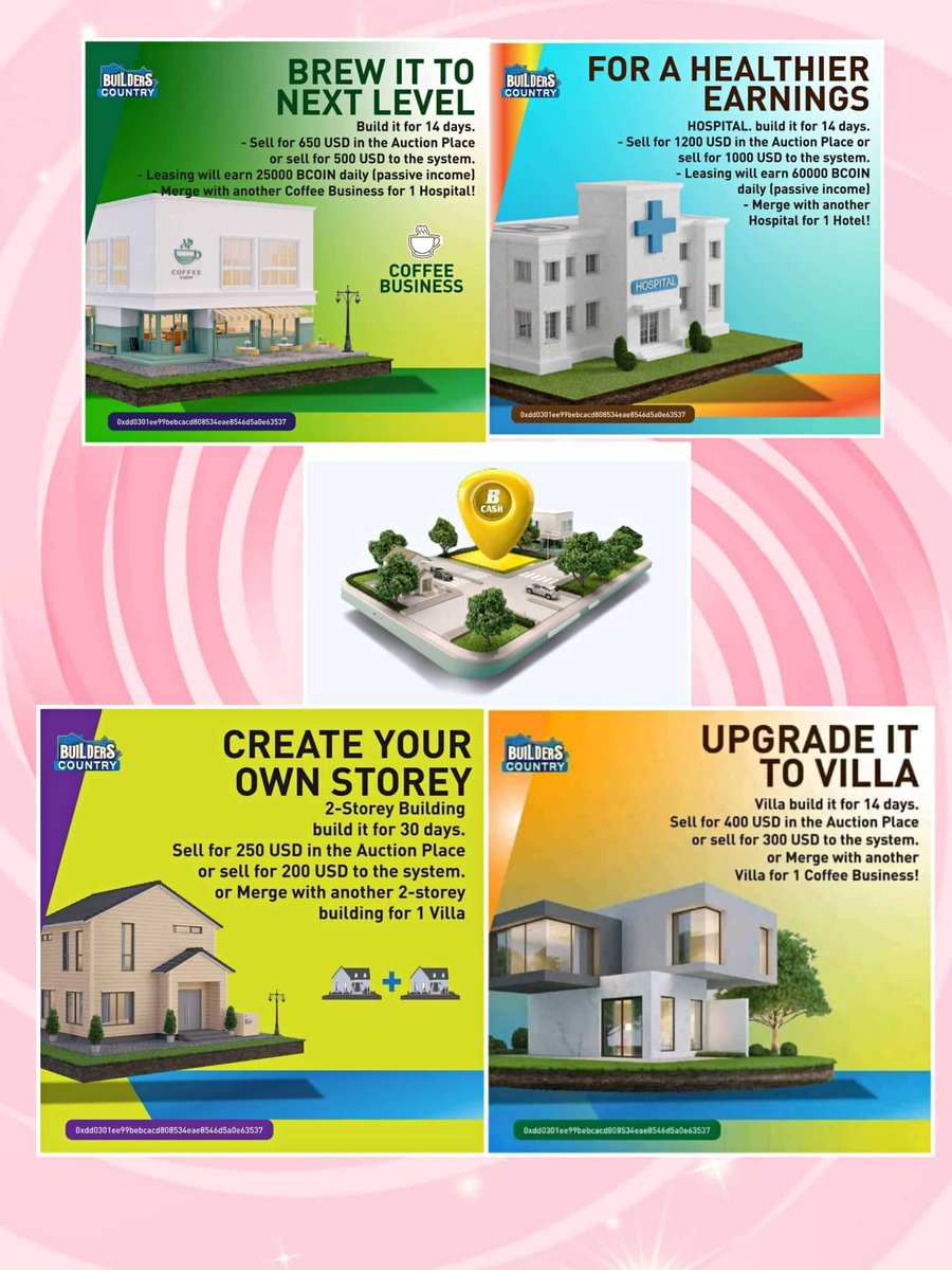 LET'S EARN TOGETHER!!

BUILDERS COUNTRY:
A new Build-to-Earn Citizenship NFT Game that lets you build, earn, and have FUN! 

For more information visit ⬇️

Website: builderscountry.com 

So, what are you waiting for?! Join Builders Country and START EARNING!
#bcash #bcountry