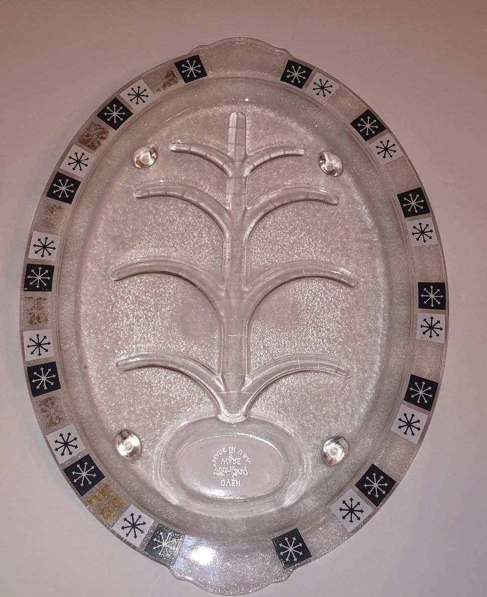 retromodstore's tweet photo. Lovely vintage 1950s Anchor Hocking Fire King Tree Of Life meat tray in clear textured glass with black, gold and white atomic stars. Available now! $25 + calculated shipping. #fireking #anchorhocking #anchorhockingfireking #atomic #midcentury #midcenturymodern https://t.co/C99dUSHoik