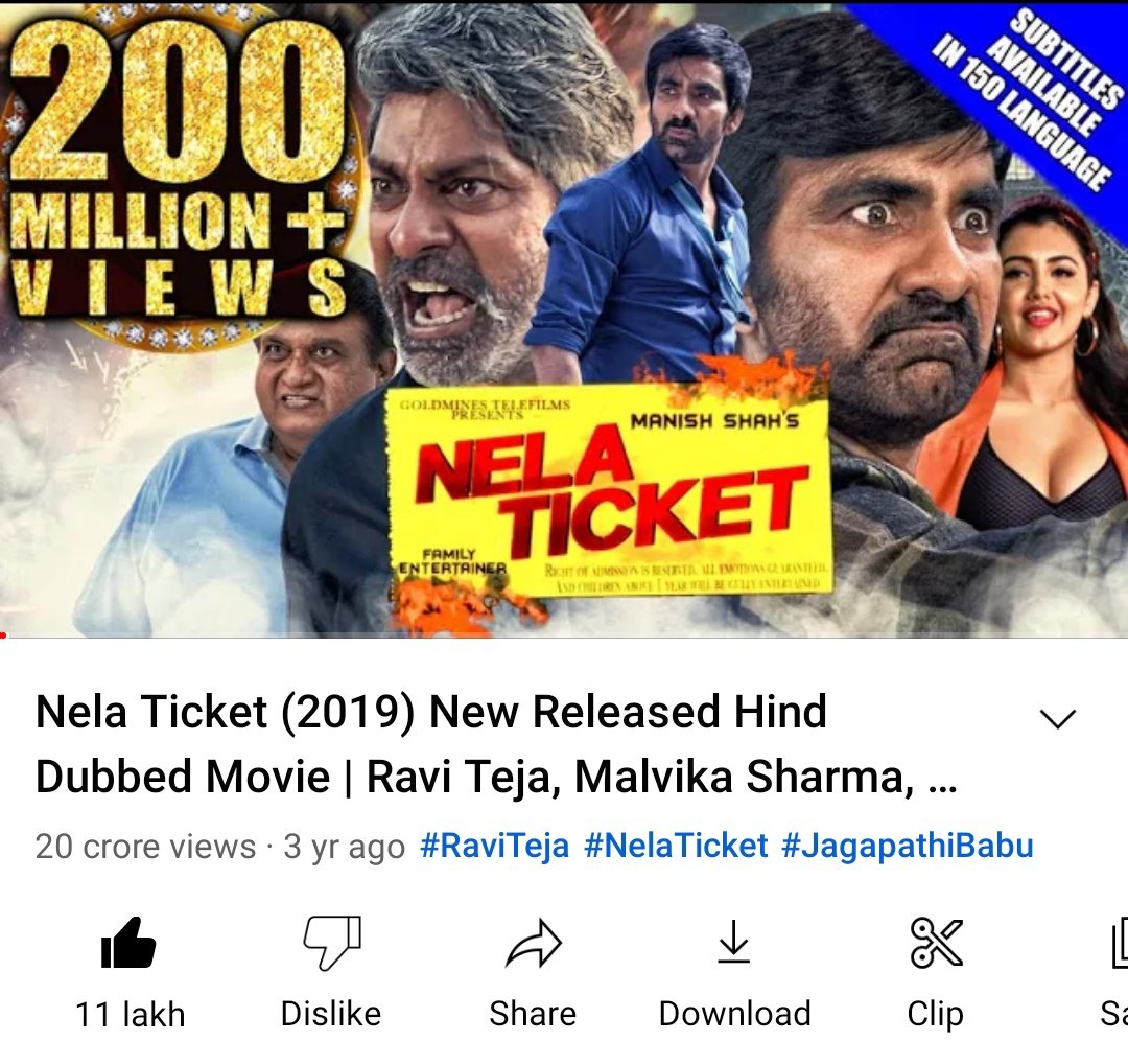 200M+ views for #NelaTicket hinfi dubbed version 🙃🔥