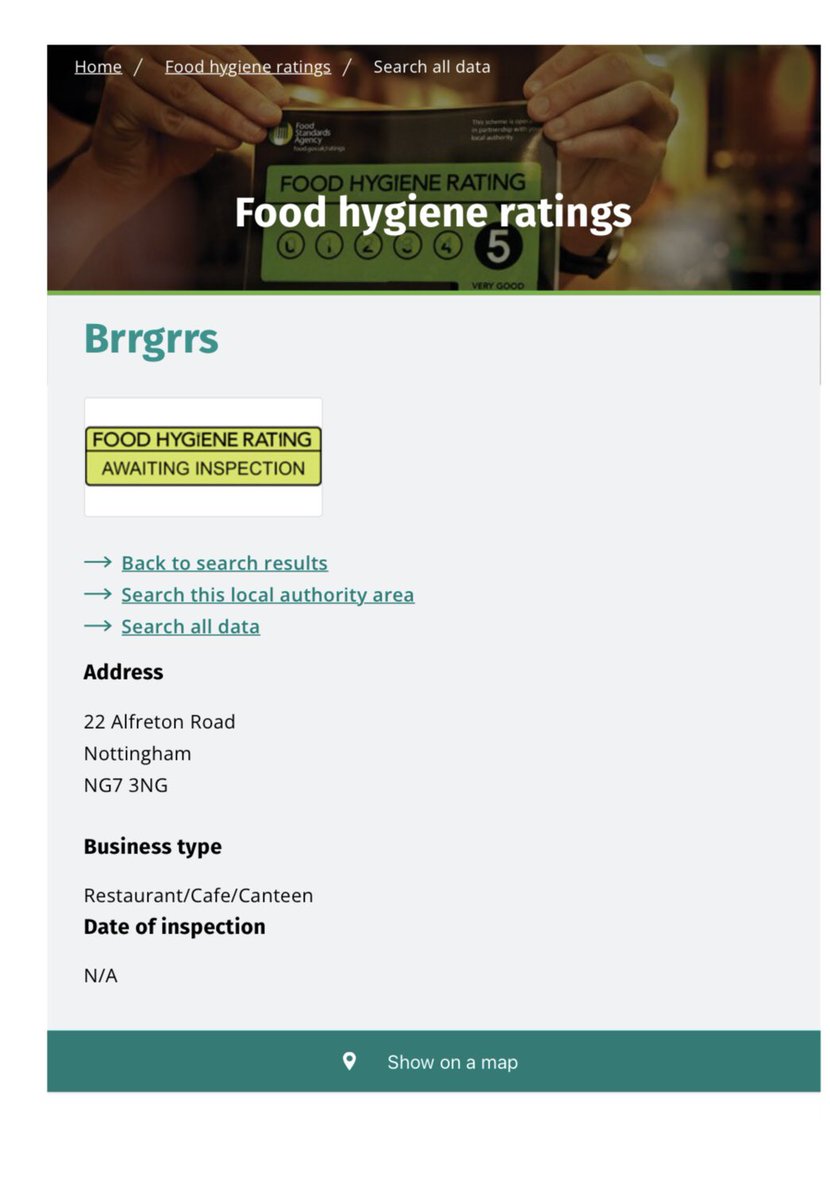 SherlockTheInvT's tweet photo. @Talat2022E @myfoodhunt @ubereats_uk @MyNottingham @foodgov I’m surprised @UberUKsupport has listed a business that has no hygiene ratings - how does @UberEats know the #food safe and complies with the regulations. Surely a hygiene rating should be mandatory before a restaurant can serve food to the public. https://t.co/3g1HCeVxn4