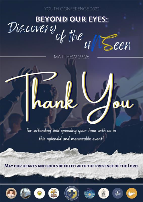 Christendom2022's tweet photo. HOPE, FAITH, AND LOVE!
Greetings from the students of grade 12 from National University-Nazareth School. We would like to thank all who participated and enjoyed the youth conference 2022. 
#YouthConference2022
#BeyondOurEyes
#DiscoveryOfTheuNSeen https://t.co/ni68EH3htD